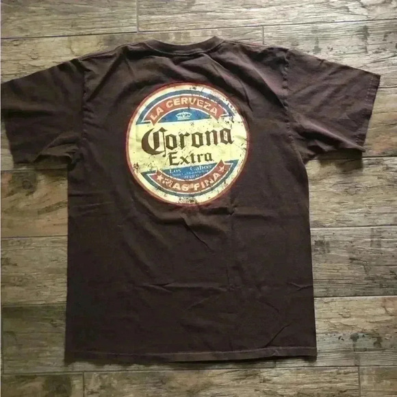 vtg corona beer Los Cabos graphic brown t-shirt mens large - Picture 3 of 8
